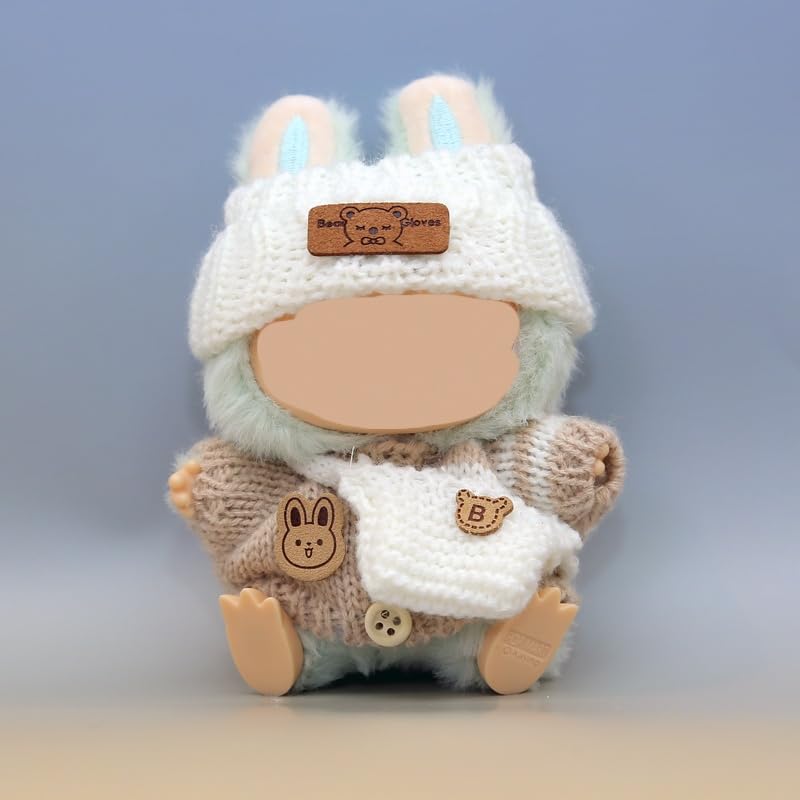 (2 Pack) XMBYGY Doll Clothes for Labubu (for 17/15cm Standing/Sitting Doll)(NO Doll)- Multiple Style Kits Clothes for Dolls Included Figures Clothing +Hat +Shoulder Bag for Girl and Woman - Image 3