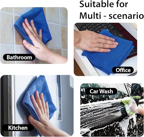 Image of SAMEZONE Microfiber Cleaning Cloth Roll 25x25 cm - Reusable, Washable Tear-Away Cleaning Rags for Home, Kitchen Surfaces, Garage & Auto Detailing Car, Dishes Cleaning Towels 20 Pack (1, Dark Blue)