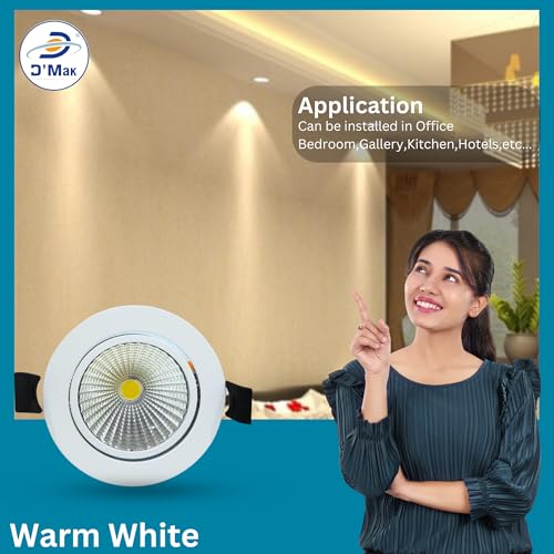 Image of D'Mak Moveble LED COB Light | Recessed LED Ceiling Light for Indoor Lighting | Warm White Color | Aluminium Body (1, 7 Watt)