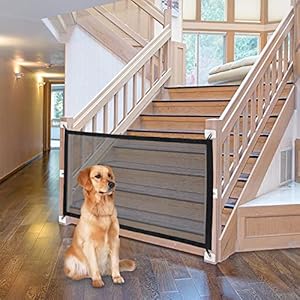 NWK Magic Dog Gate for Stairs Pet Gate for The House Providing a Safe Enclosure for Pets to Play and Rest, 6 Hooks Design (30” X 50”)