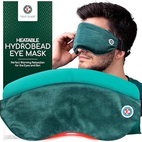 Medi Grade Heated Eye Mask for Dry Eyes - Microwavable Eye Mask for Dry Eyes with Adjustable Strap & Travel Bag - Dry Eye Mask with Moist Warming Compress for Eyes - Stye Eye Compress Cover