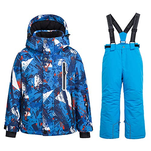 Image of WOWULOVELY Big Boy's 2-Piece Colorblock Snow Pants and Jacket Snowsuit Ski Suit