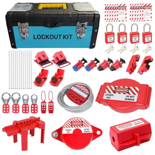 50 Pcs Lock Out Kit, Lockout Tagout Kit, OSHA Standard Loto Locks, Panel Lock, Loto Tags Set, Lock for Electrical Plug, Safety Padlocks, Hasp Breaker Lockout