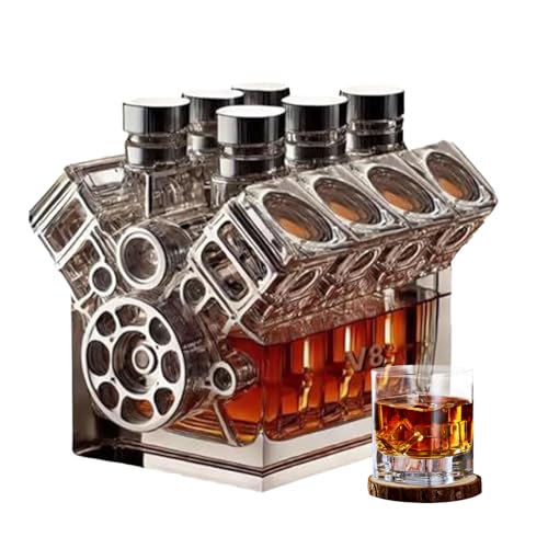 Decanter Bottle – Bottiglia decanter a forma di motore V8 | Decorazione per la casa e bar per San Valentino, tequila, bourbon, brandy, matrimonio, regalo per gli amanti del whisky