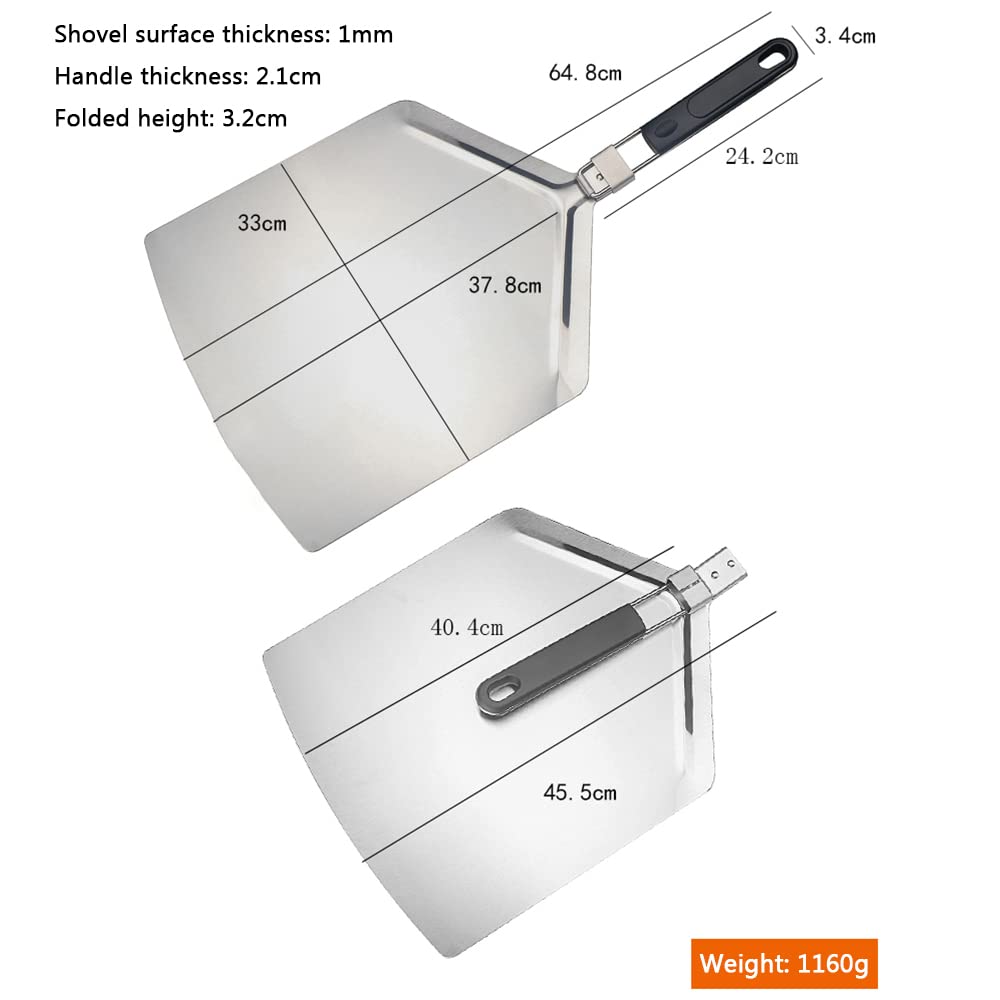 15 "Pizza -Schäferpaddel, Edelstahl -Gourmet -Spatel mit Griff für einfache Aufbewahrungspizza -Flip -Pizza -Paddel, Kuchenlifter,B