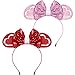 2 Pieces Valentineâ€™s Day Glitter Bow Heart Headband Sequin Headband Shiny Love Party Hairband for Women Girls Accessories