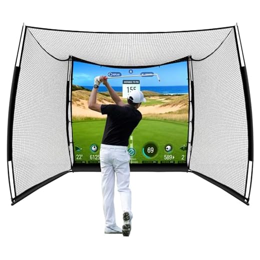 Bltend Golf Net, 11x8ft Golf Practice Hitting Net with HD Impact Simulator Screen and Target Cloth, Heavy Duty Simulator Cage for Swing Driving at Home, Garage, Basement, Backyard Indoor, Outdoor Use
