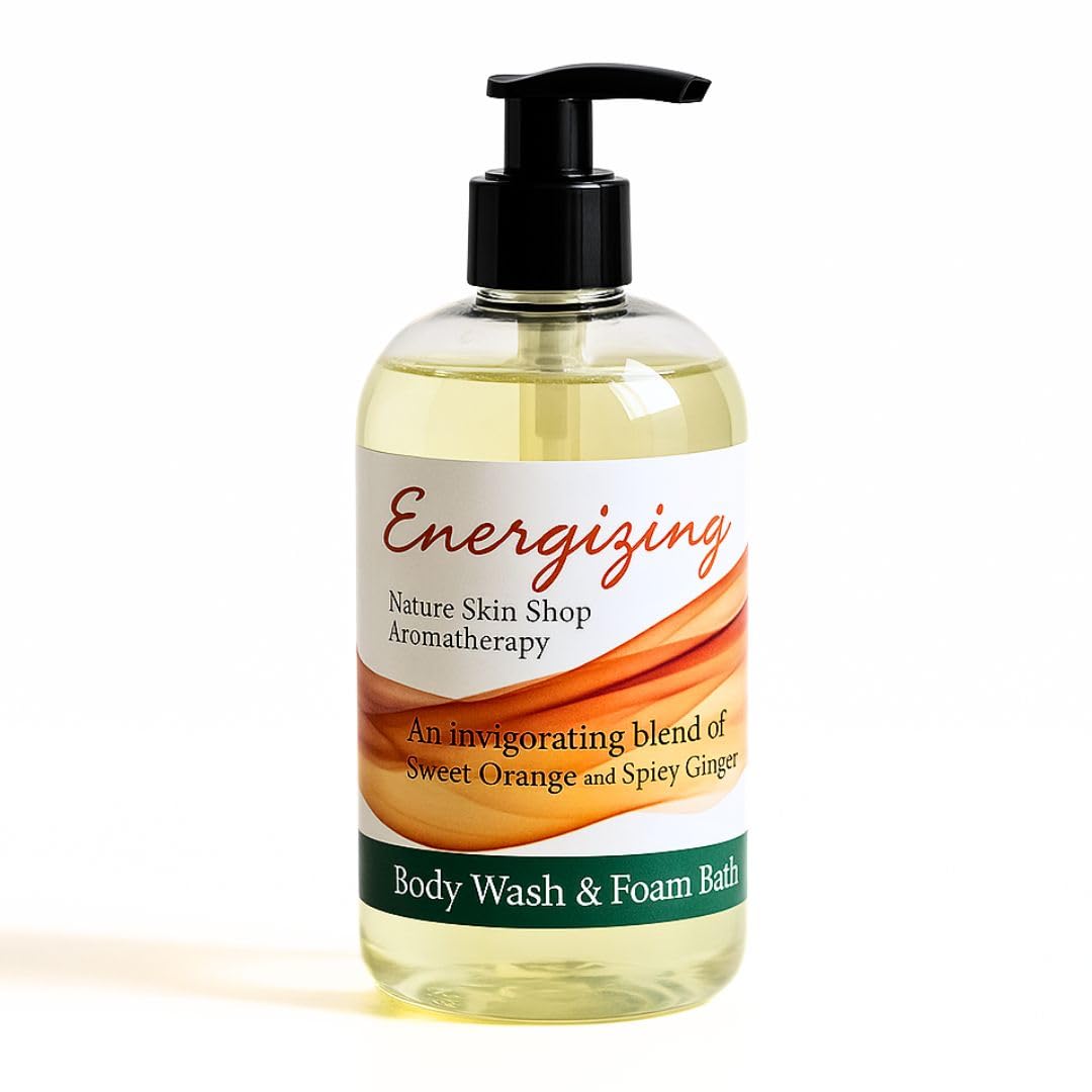 Nature Skin Shop Energizing Shower Gel – Sixteen Ounces – Aromatherapy Body Wash with Spicy Orange & Ginger for a Natural Morning Boost – Sulfate-Free