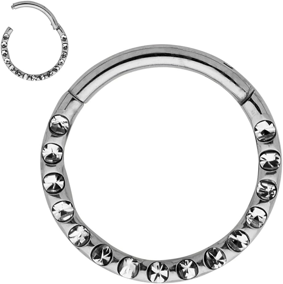 365 Sleepers Titanium Implant Grade 16G Gem Septum Jewelry Hinged Segment Ring Body Piercing Hoop Lip Rings Helix Cartilage Rook Sleeper Earrings 6mm – 10mm