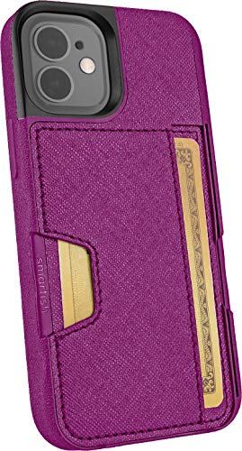 Image of Smartish iPhone 12 mini Wallet Case - Wallet Slayer Vol. 2 [Slim Protective Kickstand] Credit Card Holder (Silk) - Purple Reign