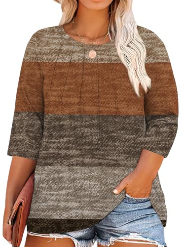 Image of Chulianyouhuo Womens Plus Size Tops 3 /4 Sleeve Casual T Shirts