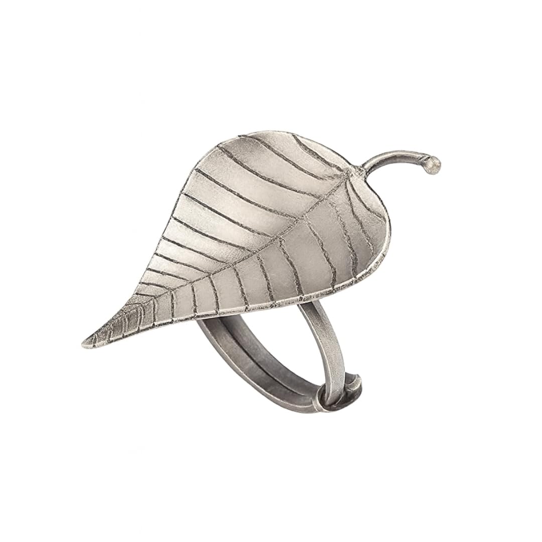 92.5 Silver Ring for Women | Handmade Peepal Ring Mini Adjustable | Oxidized | Gifts for Women & Girls-image-42
