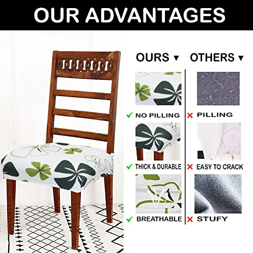 Image of Magical Universal Dining Chair seat Cover Set of 4 Seater pcs are Easily Washable Strechable and Comfortable for Dining Room Home Decor Slip Cover P.2 (Set of 8, White Flower)