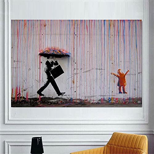Dessin animé abstrait Banksy toile street art pour remplacer un tableau fade et décorer un mur