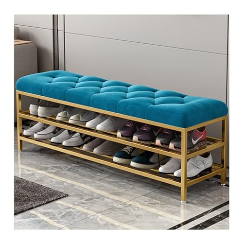 Banc à chaussures avec assise en maille et étagère de rangement entrée