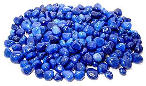 Image of Blue Onyx Pebbles for Decoration - Pebbles Stones for Fish Tank Aquarium, Fountain, Table Decor - Decorative Stones and Pebbles for Home /Garden Decor (2.9 Kgs, Blue Onyx)