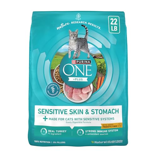 Purina ONE Sensitive Stomach Sensitive Skin Natural Dry Cat Food +Plus Sensitive Skin and Stomach Formula - 22 lb. Bag