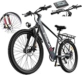 LURNYX 24' Electric Bike Adult 2026 Upgrade Electric Bicycle Dual Front Suspension Mountain Ebike 375Wh Battery 25-45 Miles 20-28MPH 1000W Peak Brushless Motor Commuting Ebike