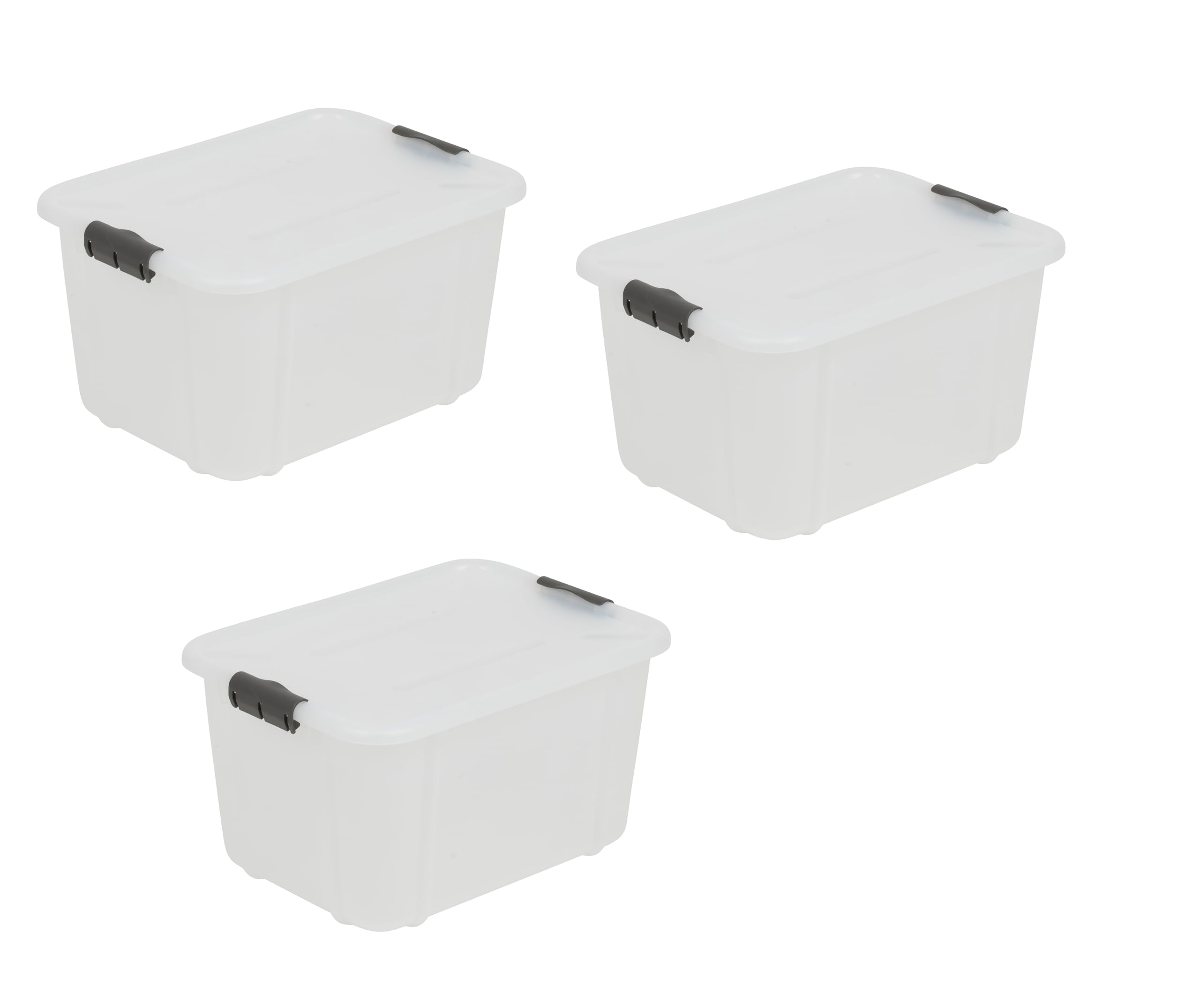 BranQ Home essential Universal Storage Container with Lid Velur, Set of 3, Size 16 L, BPA-Free Plastic PP, Transparent