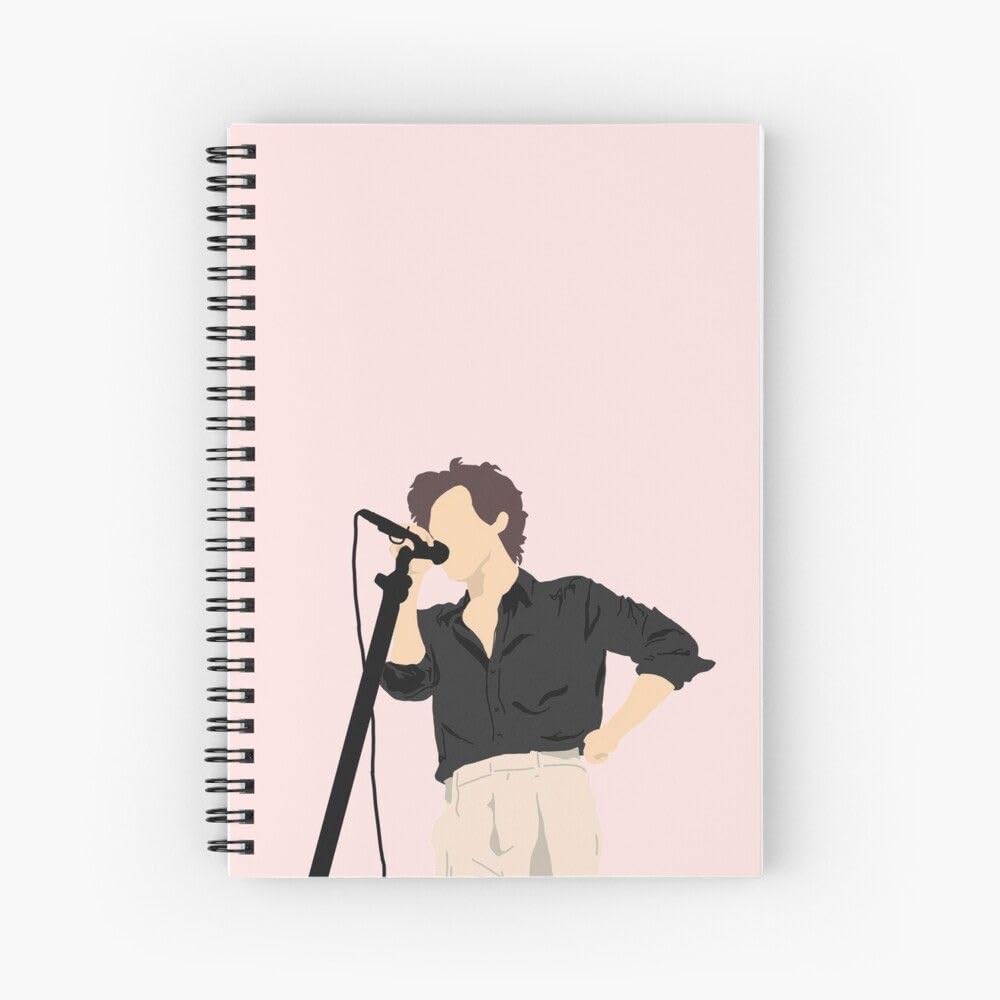 CRAFT MANIACS HARRY STYLES BLK SHIRT PINK BACKGROUND CARICATURE PRINTED A5 160 RULED PAGES NOTEBOOK BEST GIFT FOR HARRY STYLES LOVERS
