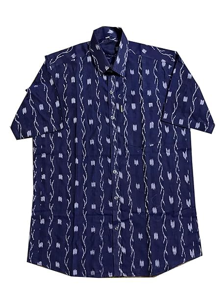 Image of Odisha Handloom 100% Pure Cotton Sambalpuri pasapali Half Shirt fabric for Men /Boys Odisha Traditional Shirt Tie-Dye Craft, Soft & Breathable Weave Cotton Material