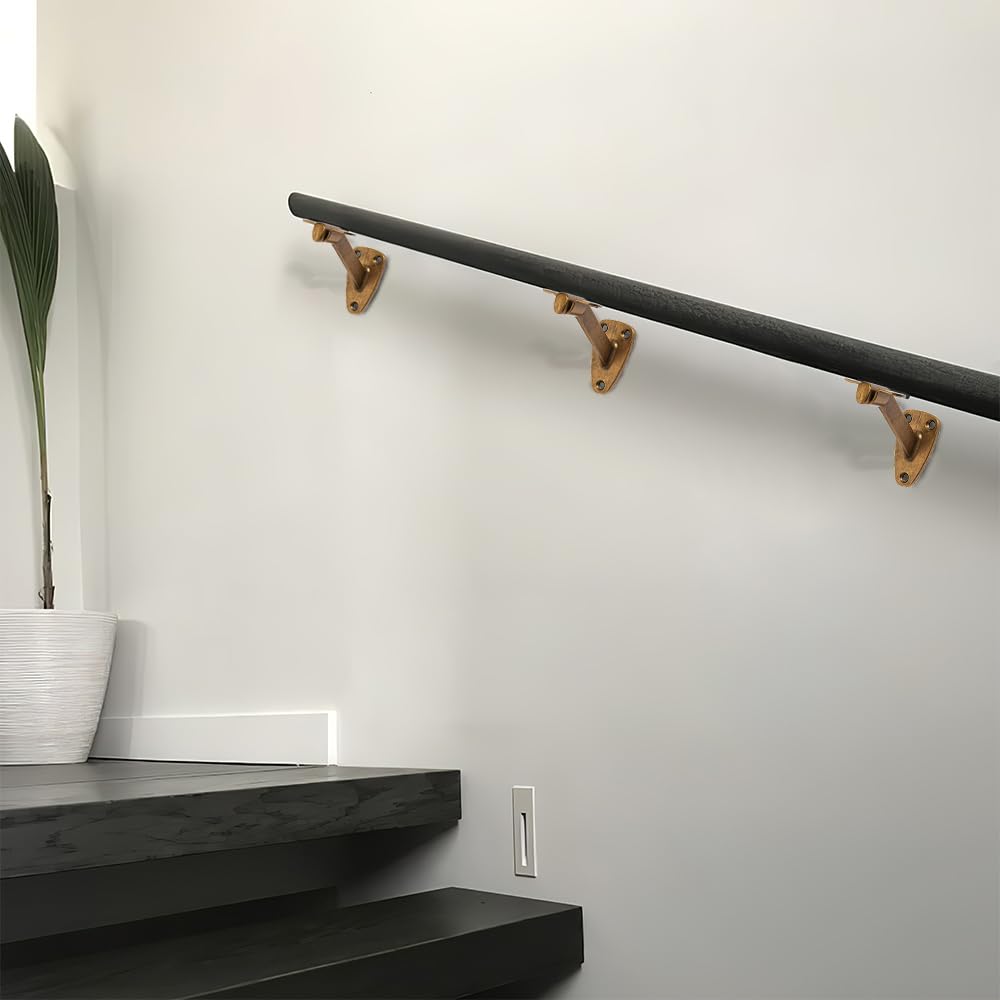 KHTUMEWARE-HK322 Antique English Brass Handrail Brackets 3-Pack in Antique English Brass — KHTUMEWARE