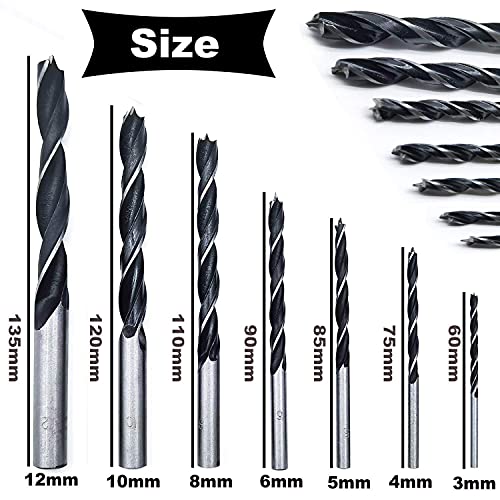 Qisf 16Pcs Brad Point Wood Drill Bit 3/4/5/6/8/10/12Mm Wood Working Drill With 3-12Mm Center Point And Stopper Perfect For Woodworking Carpentry Drilling #TOP3