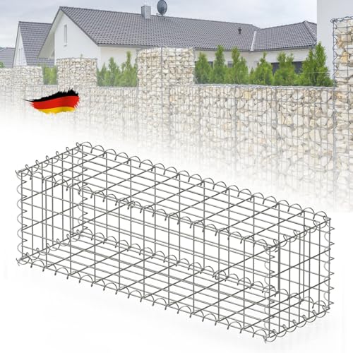 Gabion en acier anti-rouille pour pierre,Clôture décorative,Muret en acier pour un aménagement extérieur stylé (Argenté, L100 x H30 x P30 cm)