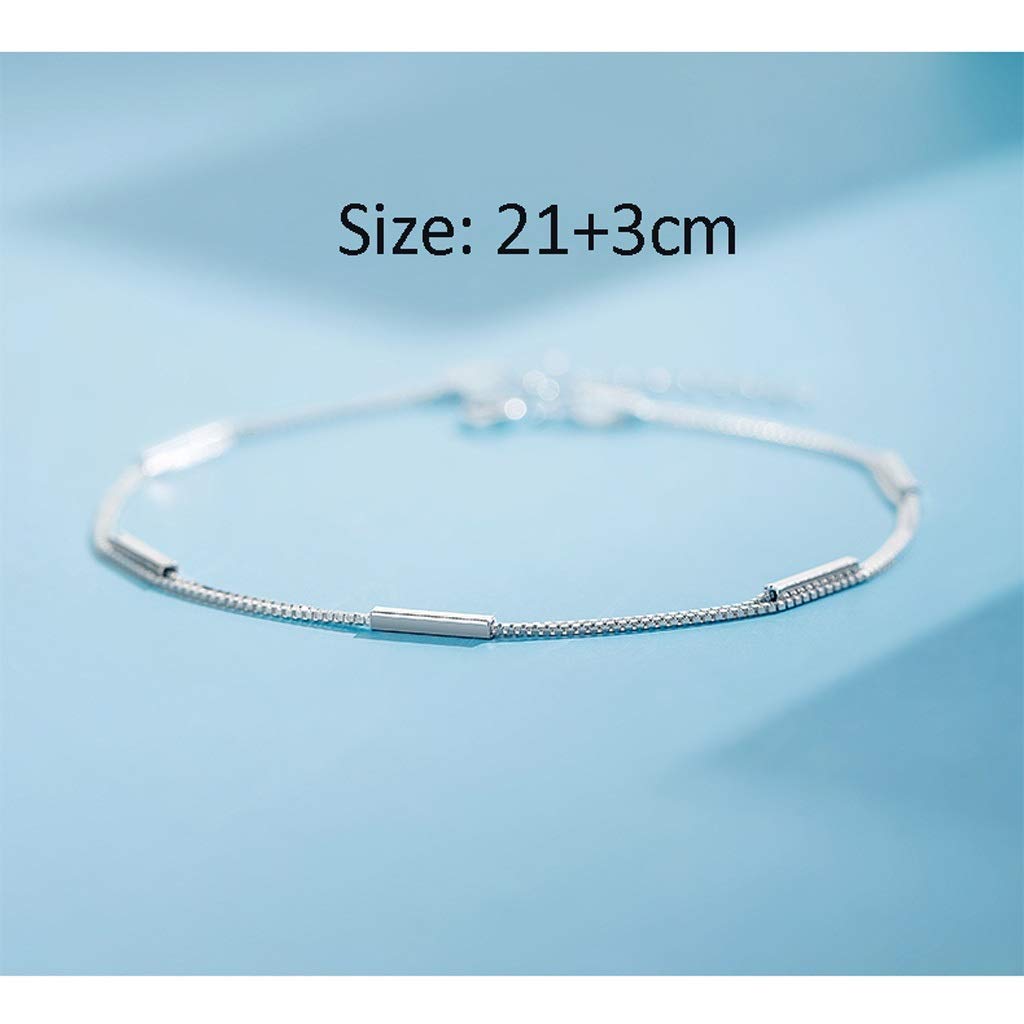 LNNSHX Armbänder S925 Sterling Silber Fußkettchen Damen Doppelschicht Fußkettchen Bare Silver Chain Fußzubehör für Freundin Frauen Fußkettchen