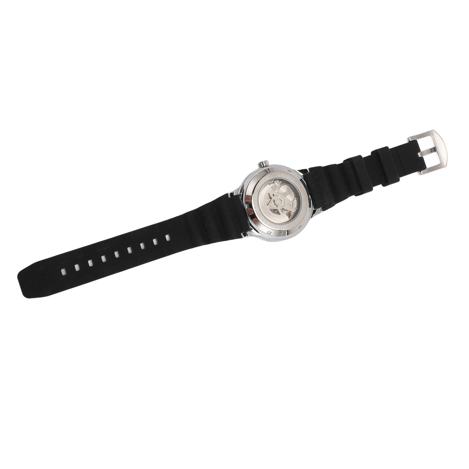 Generic Reloj Analógico para Hombre Resistente Al Agua Movimiento Automático Cronógrafo Reloj de Pulsera Pantalla Luminosa Bisel Giratorio para Pesca (Rojo Plateado)