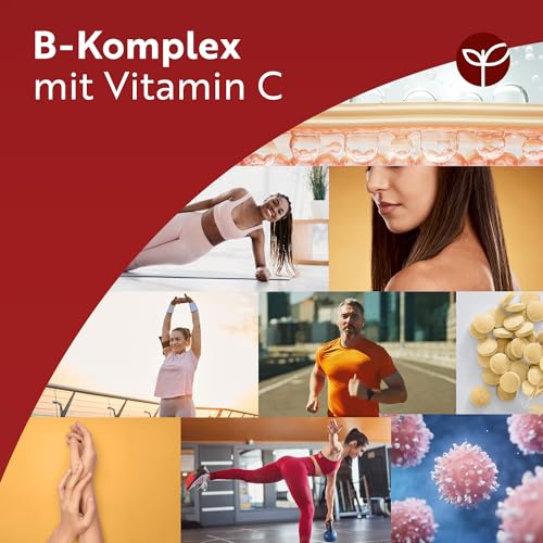 Vitamin B Komplex Hochdosiert mit Vitamin C, 365 B Komplex Vegane Tabletten mit alle 8 B-Vitaminen, Vitamin B12 hochdosiert + B1-B2-B3-B5-B6 Biotin Reduziert Müdigkeit & Erschöpfung (EFSA) - Nutravita
