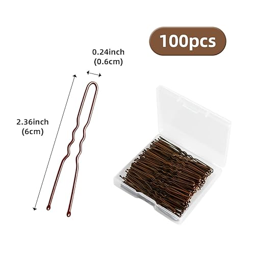 Miniatura 2 de Juego de 100 horquillas para el cabello onduladas invisibles en forma de U, grandes y resistentes para mujeres y moño de ballet con caja (2.4