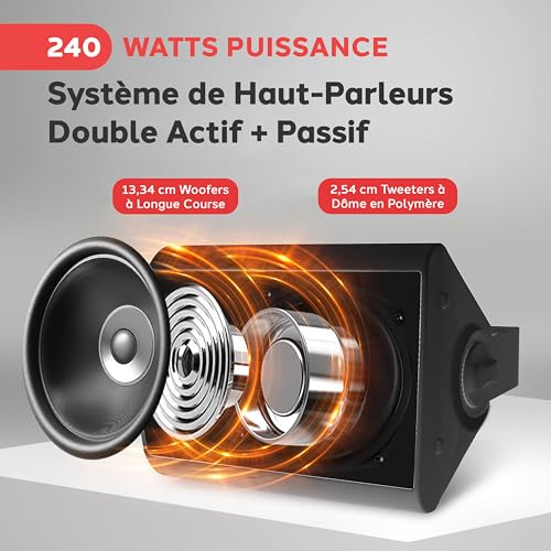Pyle Enceinte d’Extérieur Bluetooth 240W étanche avec paire de haut-parleur mural active passive