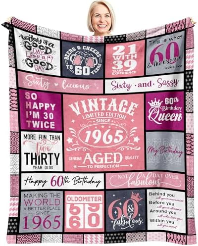 60th Birthday Gift Blanket For Women - 60"x50" Soft Throw With Inspirational Message