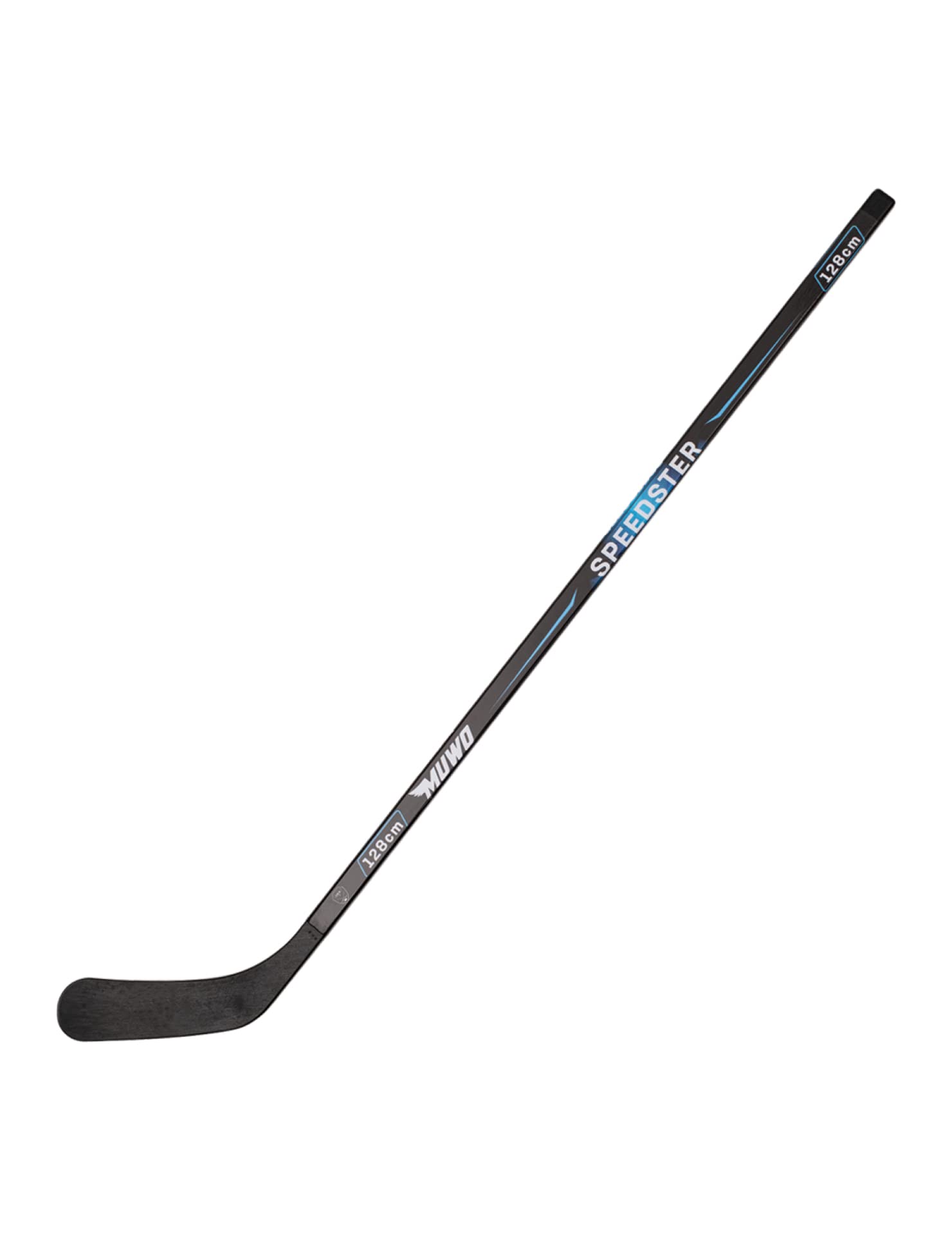 MUWO Palo de hockey sobre hielo para niños, adolescentes y adultos, de madera de abedul, para diestros, principiantes y avanzados, en longitudes de 128, 148 y 166 cm, color negro (azul, niños 128 cm)