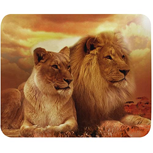 Tapis de Souris Couple Lion lionne Coucher de Soleil Jungle Haute qualité de Glisse Confortable Doux idée Cadeau Anniversaire Noël fête Mouse Pad 235 x 195 x 5mm Cover