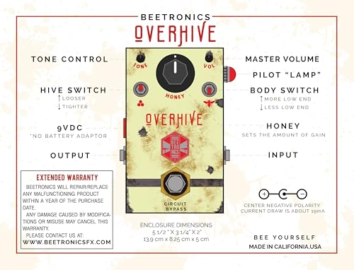 Pedal de Overdrive Mid-Gain Overhive Beetronics miniatura 5