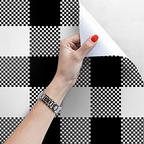 Papier peint imprimé en latex motif chèque gingham grand format 250x250cm - 4