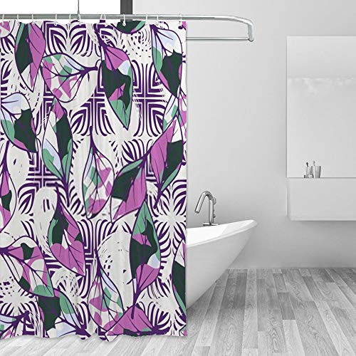 Rideau de douche imperméable avec feuilles multicolores en polyester 180x180 cm