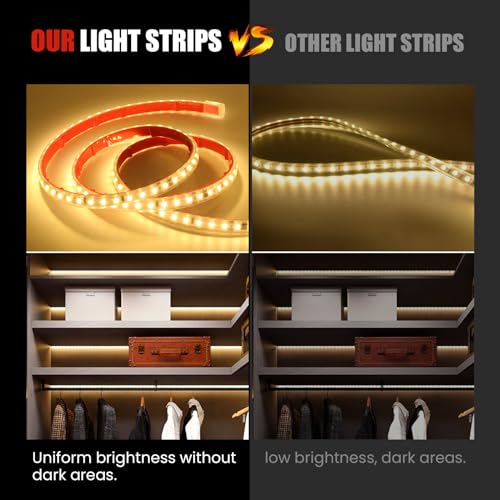 Wisada Anschluss an AC220-240V LED Streifen, 4M 120LEDs/m SMD2835 Flexible Superhell Warmweiß CRI≥90 LED Lichtband, LED Band Lichtschlauch Leiste Kette Selbstklebend mit Stecker für Weihnachten