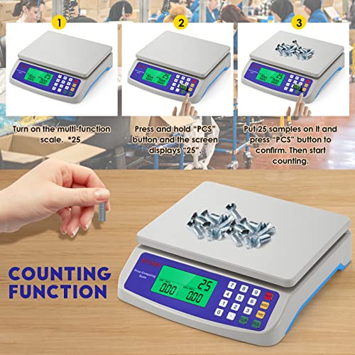 Bonvoisin Price Computing Scale 30Kg/66Lb Counting Scale Deli Scale Digital Pricing Weighing Scale Precise Market Scales Kg/G/Lb Conversion(30Kg/66Lb, 1G) #TOP3