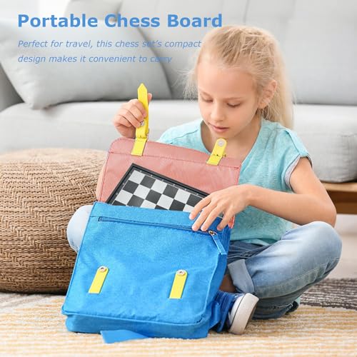 Magnetic Chess Set - Cestamor Chess Board Folding Travel Chess Portable - 2 Extra Queens - 25x25cm Board Games for Kids Adults Gifts - Image 3