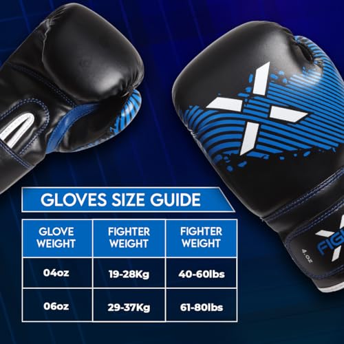 Image of FightX Kids Boxing Gloves Junior 4oz, 6oz Training Boxing Gloves for Girls and Boys Fighter Boxing Gloves MMA PU Leather Sparring Boxing Gloves Set for Children