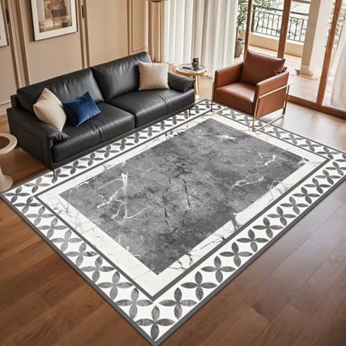 Tapis moderne géométrique gris 180x250cm abstrait minimaliste lavable