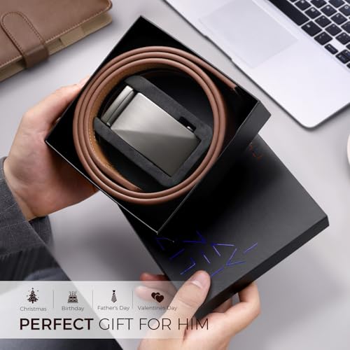 Image of Zitahli Belt Men,Leather Ratchet Belt for Men Dress Casual Every Day with Adjustable Buckle,Trim to Fit For Gift