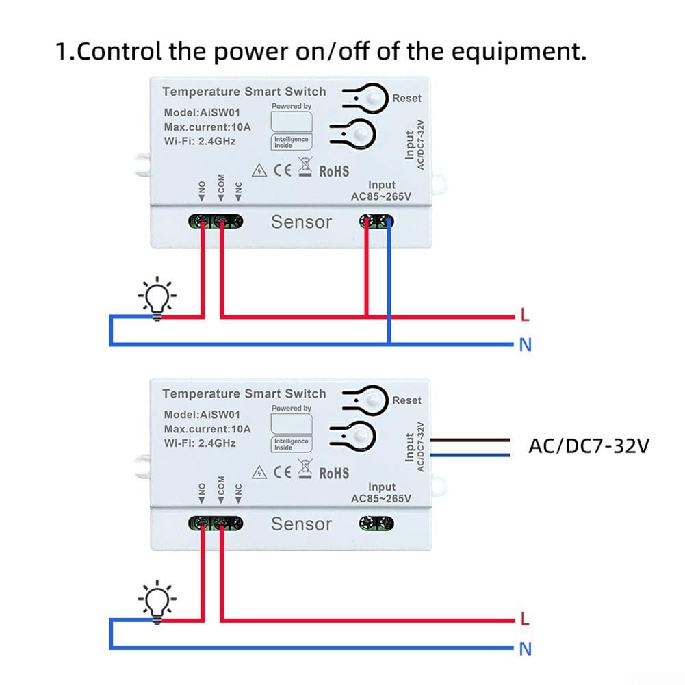 Capteur de température et d'humidité compatible WiFi avec contact sec pour automatisation intelligente (A)
