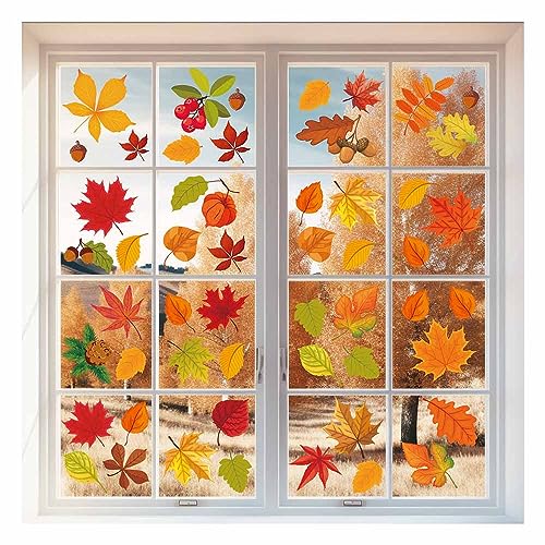 Recopilación de Pegatinas de ventana más recomendados. 48 GeorgeX Película Decorativa de Vidrio, Sin Pegamento Vinilo Pegatina de Ventanas, Pegatinas para Ventanas de Otoño Decoración del Hogar y Decoración de Ventanas de Otoño de...