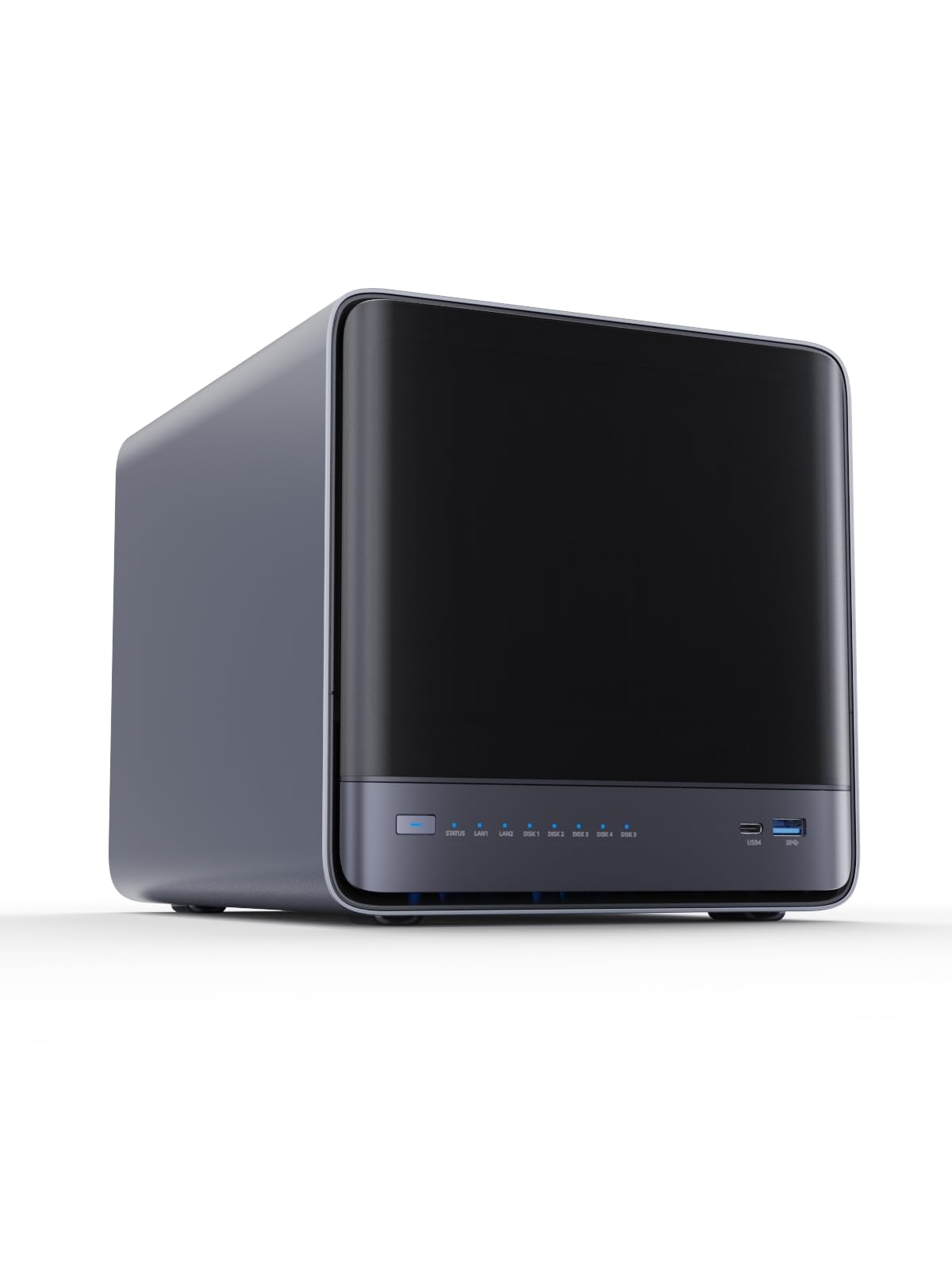 MINISFORUM N5 Air NAS de Bureau à 5 Baies, processeur AMD Ryzen 7 255 (8C/16T), Barebone, Dual DDR5 Slots Jusqu'à 96 Go, 1x 10GbE, 1x 5GbE, 2 Ports USB 4.0 (8K), HDMI 8K, OCuLink, 3xM.2 Slot