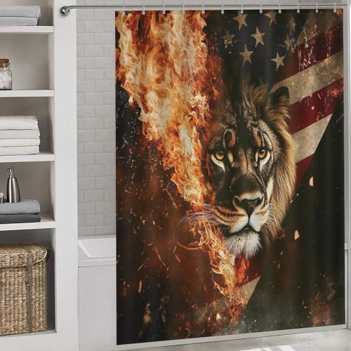 Rideau de douche lion abstrait lavable 183x183 cm avec crochets