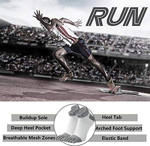 Vwell Men's Cotton Toe Socks Five Finger Socks No Show Crew Athletic Socks For Running 4 Pairs(Size 7-11) (Classic Blue(4 Pairs)) #TOP5